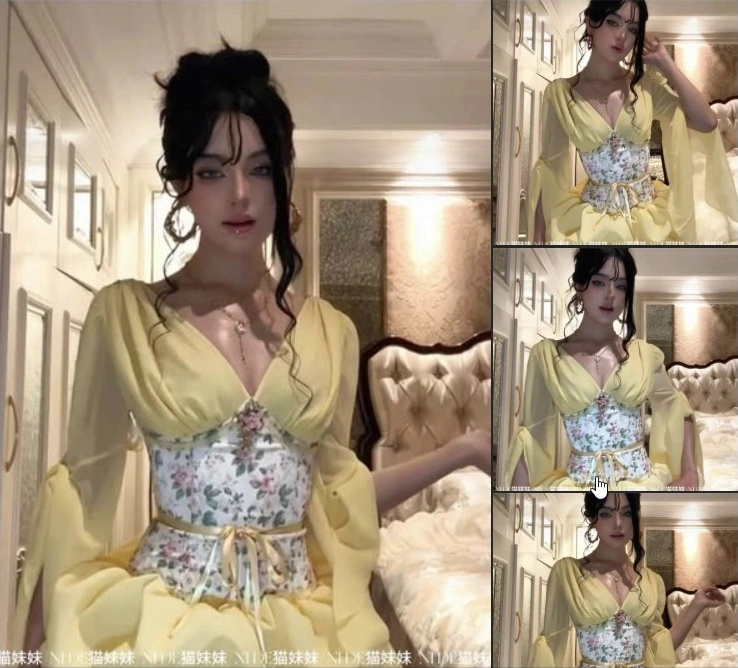 Set áo tay phồng phối họa tiết hoa · Vene