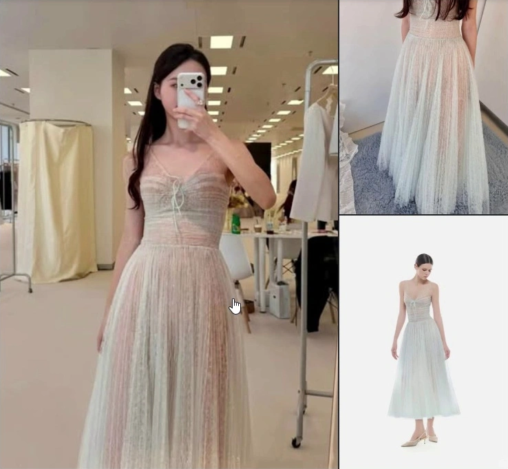 Đầm corset xanh nhạt chân váy xếp ly · Palido