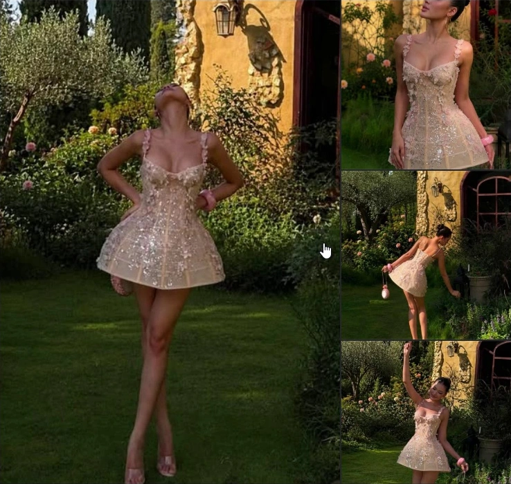 Đầm mini hồng lưới hoa hai dây · Mael Femme